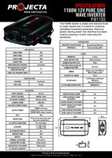 Projecta 1100W 12V Pure Sine Wave Inverter