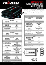 Projecta 1600W 12V Pure Sine Wave Inverter