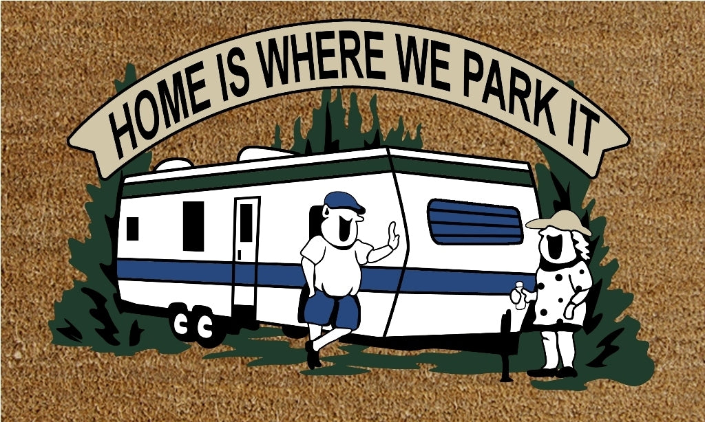 Caravan RV Door Mat - Home Is Where We Park It