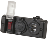USB & 12V Cigarette Lighter Power Socket (Switched)