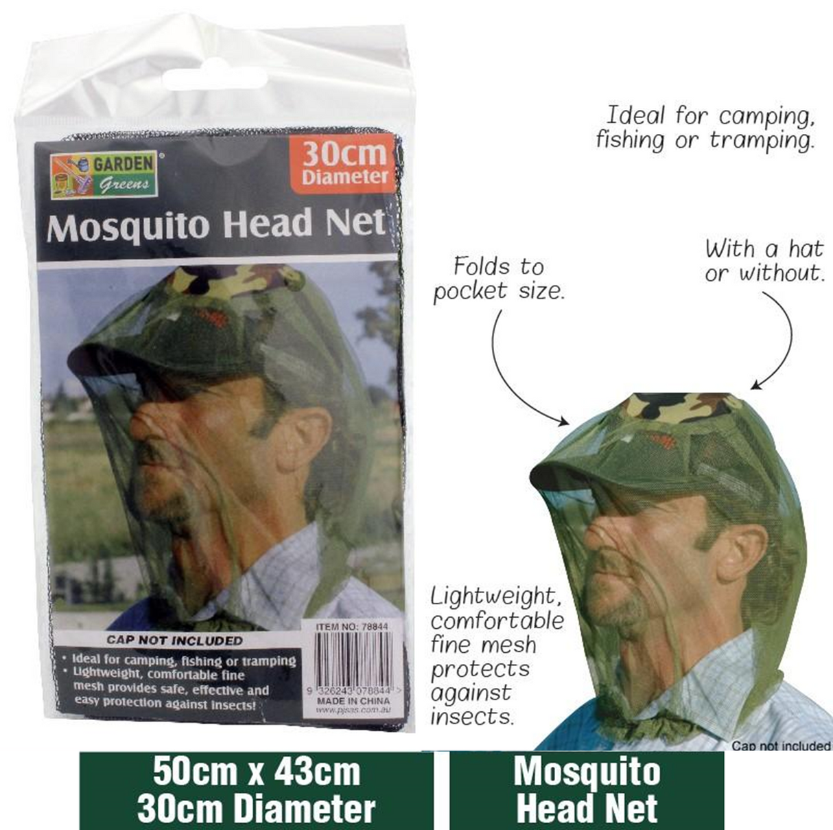 Head Net Mosquito 50cm (L) x 43cm (W) Dia: 30CM