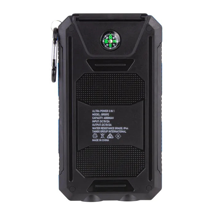 Brillar Ultra-Power 3-in-1 Solar Powerbank w/ Torch & Compass