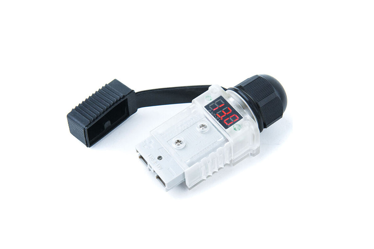 50A Anderson Plug Voltmeter Clear Cover With Voltage Display Black