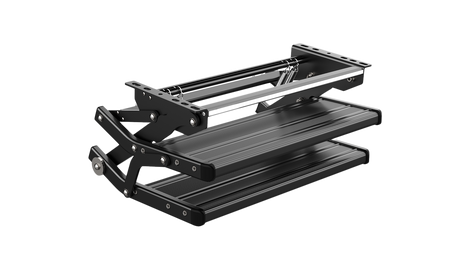 On the road RV Double Folding Manual Step with LED Light Black
