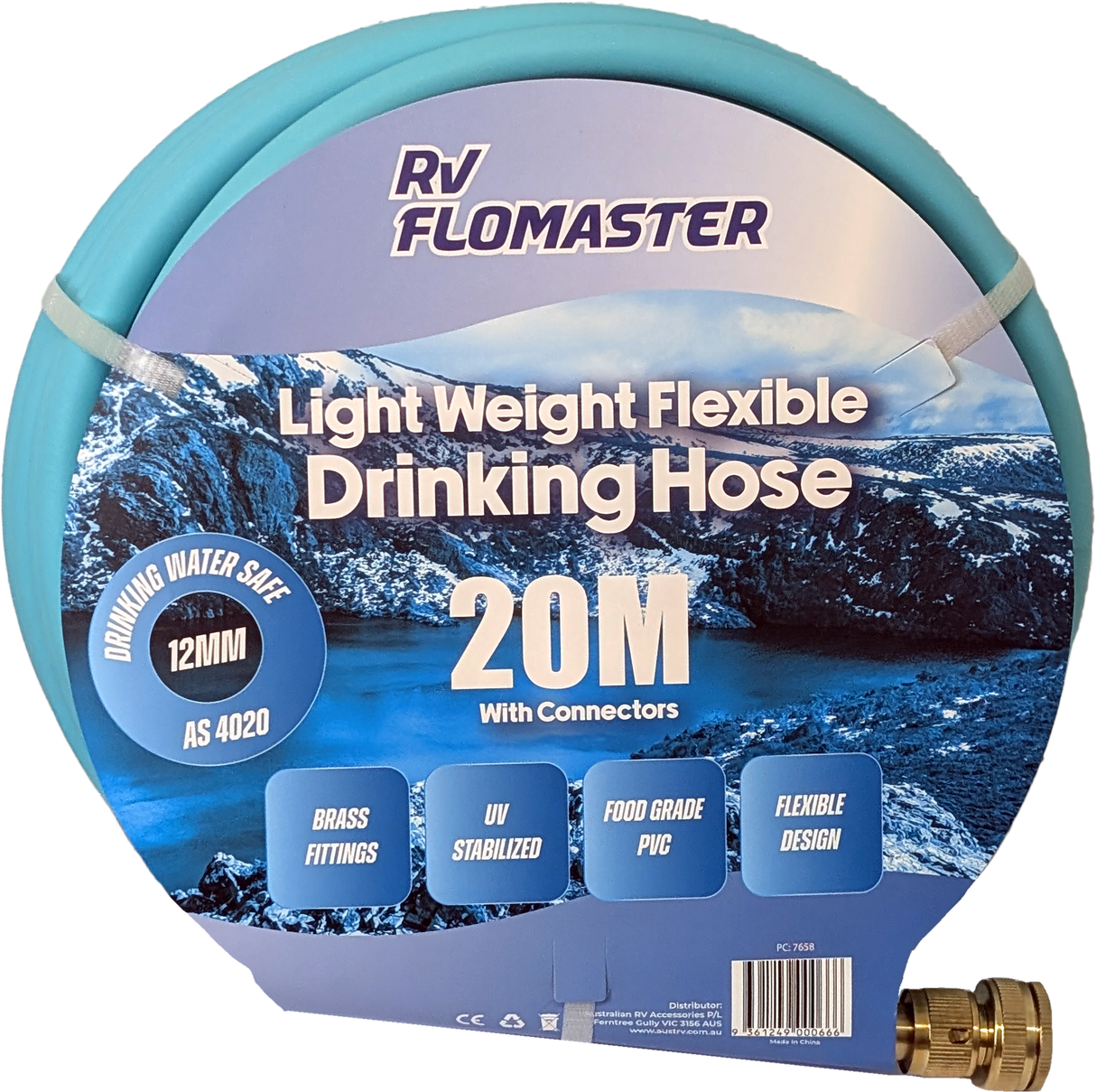 Flomaster 12mm Hose Light Weight 20m + Brass Connectors
