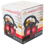 Royal Deluxe Stainless Steel Whistling Kettle 2.5L Red