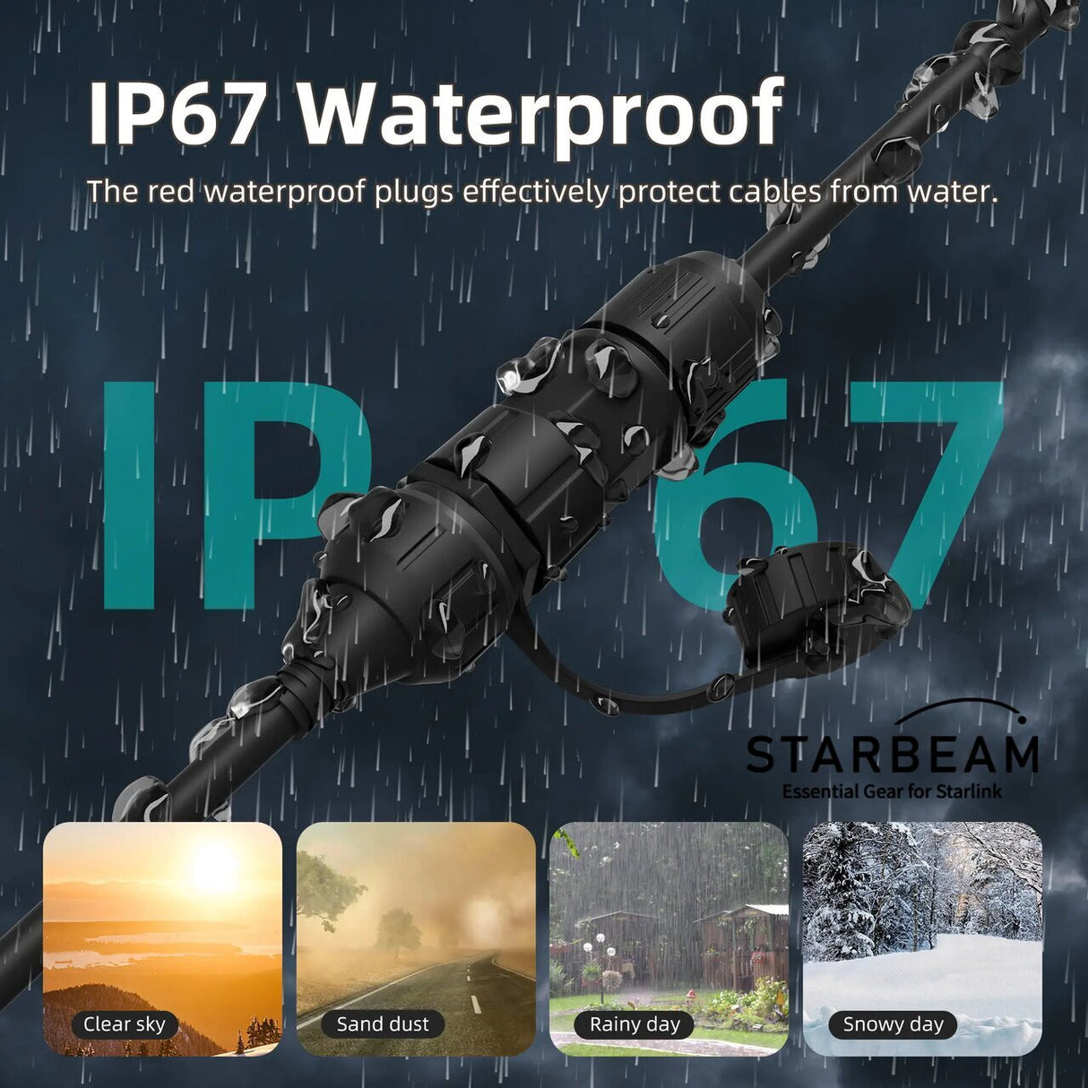 STARBEAM Starlink Gen 3 Standard Waterproof Ethernet Extension Cable, 50cm